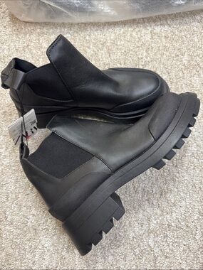 Zara Black Chunky Lug Chelsea Booties